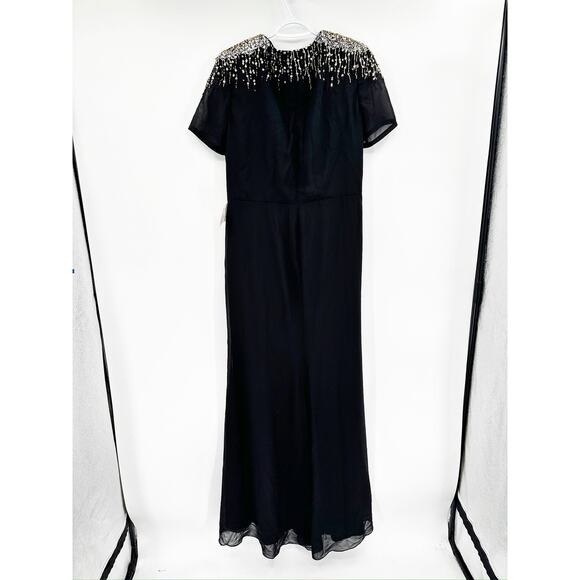 Mac Duggal 55704 Black Sequined Embellished Shoulder Evening Gown 16 NEW - Picture 9 of 9